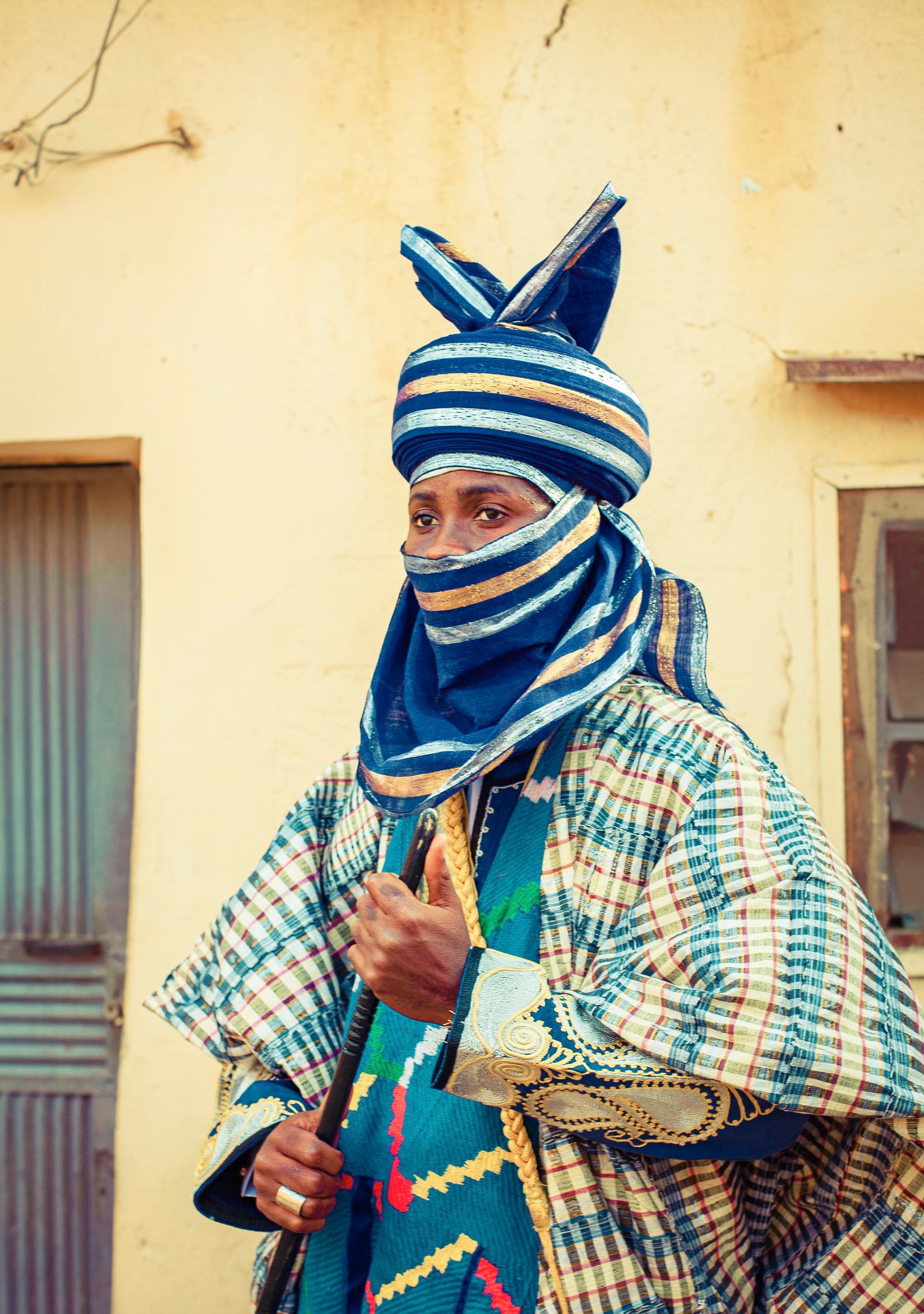 Model wearing traditional Nigerian native attire